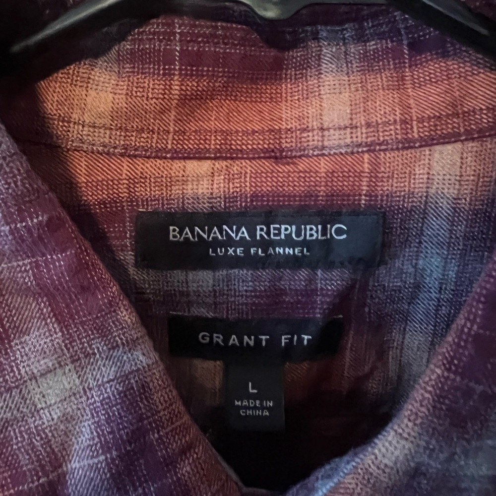 Banana Republic Grant Fit Flannel Shirt in Purple and Orange